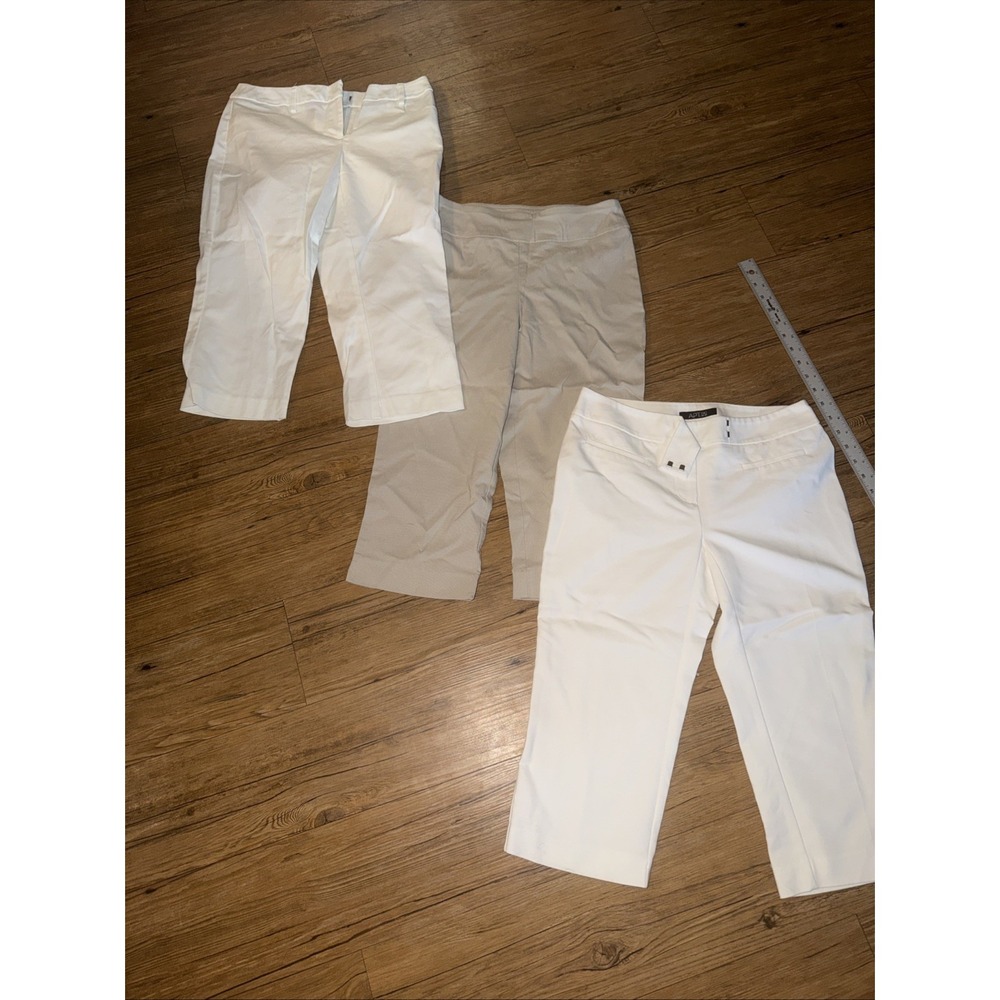 apt. 9 Lots Of 3 Dress Pants Career Womens Size 2p White Tan Capri P